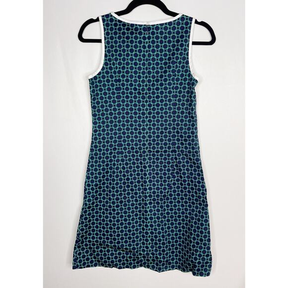 Miss B Tween 14 Navy Blue Green White Polka Dot Print Shift Dress Sleeveless - Picture 2 of 9